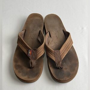 Womens Rainbow Slip On Leather Sierra Brown Sandals Size 9